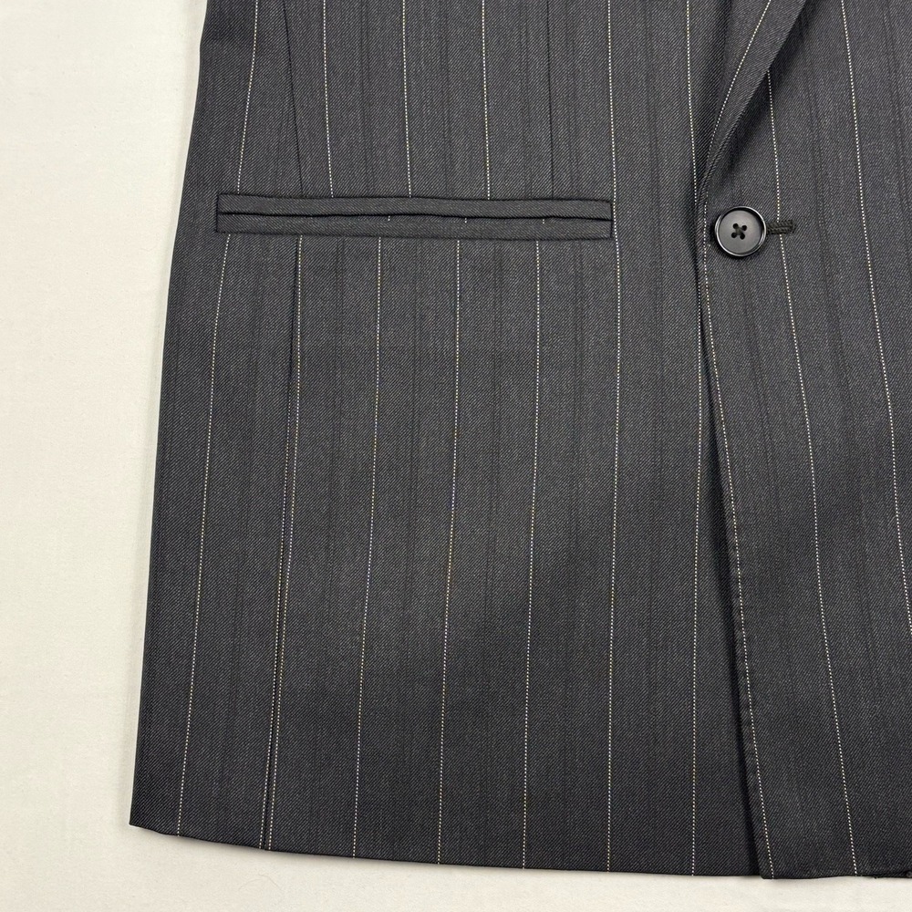Bespoke VTG Y2K Loro Piana Super 120s K. Ratan DB Blazer 40R Charcoal Pinstripe - Picture 5 of 15